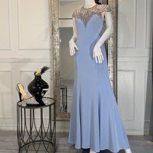 Perry Blue Formal Evening Prom Pageant Dress Gown